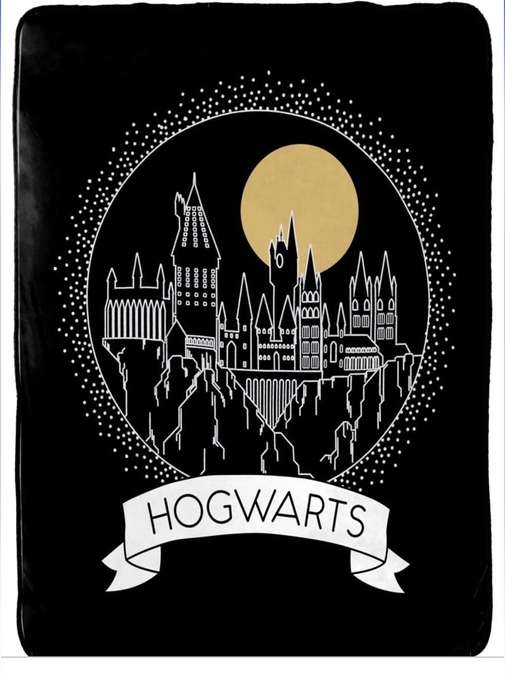Jay Franco Harry Potter Hogwarts Moonrise black fleece blanket 60" X 90" throw
